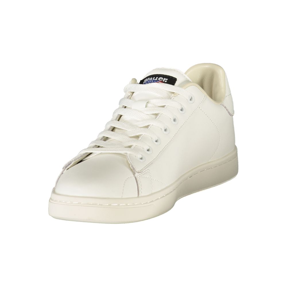 Blauer white polyurethane men's sneaker with sleek design and laces, showcasing comfort and style.