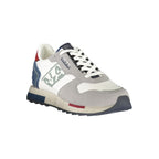 White Napapijri men's sneaker made of polyester, showcasing a sleek design with laces and a rubber sole.