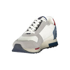 White polyester men's sneaker by Napapijri with a sleek design and casual style, featuring a comfortable fit and modern look.