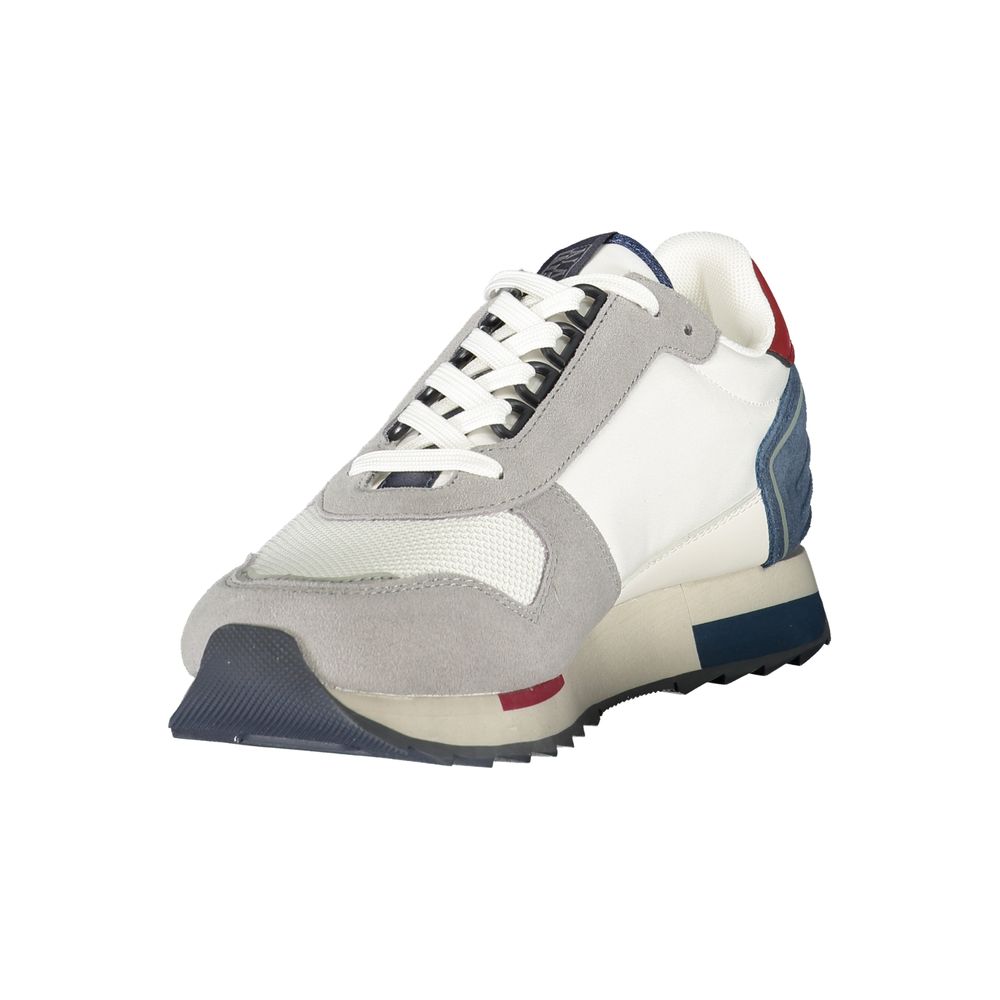 White polyester men's sneaker by Napapijri with a sleek design and casual style, featuring a comfortable fit and modern look.