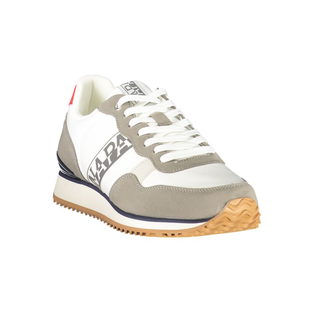 Napapijri Bianco polyurethane men's sneaker with sleek design and white finish, featuring laces and rubber sole for casual wear.