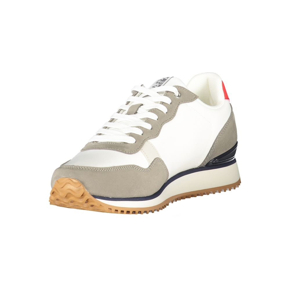 Napapijri Bianco polyurethane men's sneaker with sleek design and white finish, featuring comfortable laces and modern style.
