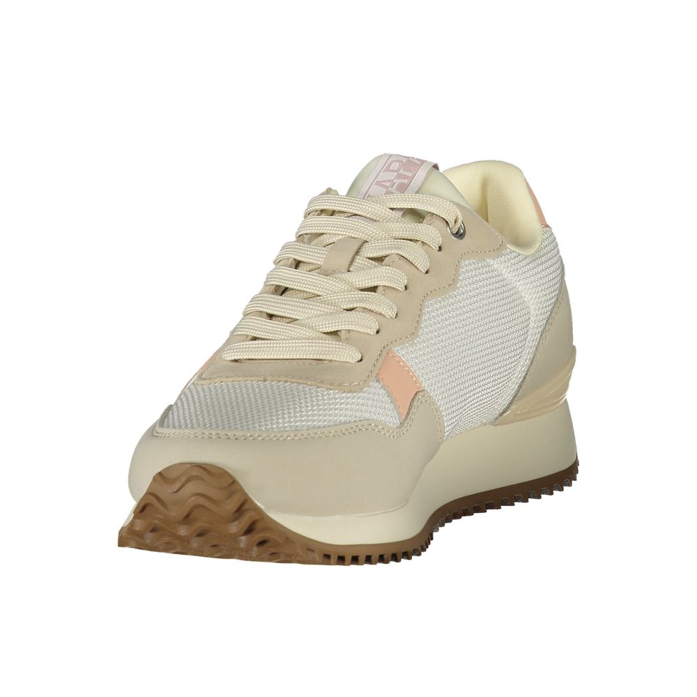 White Napapijri women's sneaker made of polyester with a sleek design and comfortable fit.