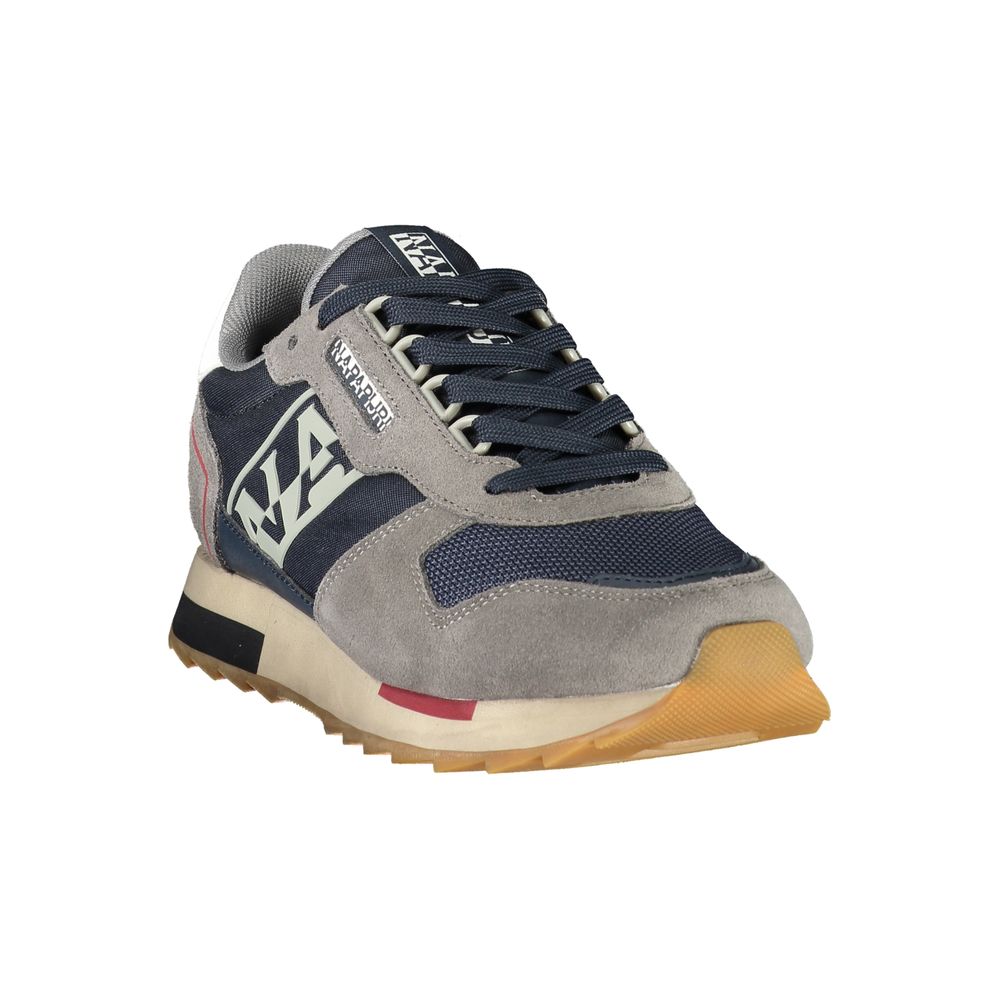 Napapijri blue men's sneaker made of polyester with a sporty design and laces, suitable for casual wear.