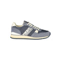 Napapijri blue men's sneaker with polyurethane upper, casual athletic shoe with white sole and lace-up design.
