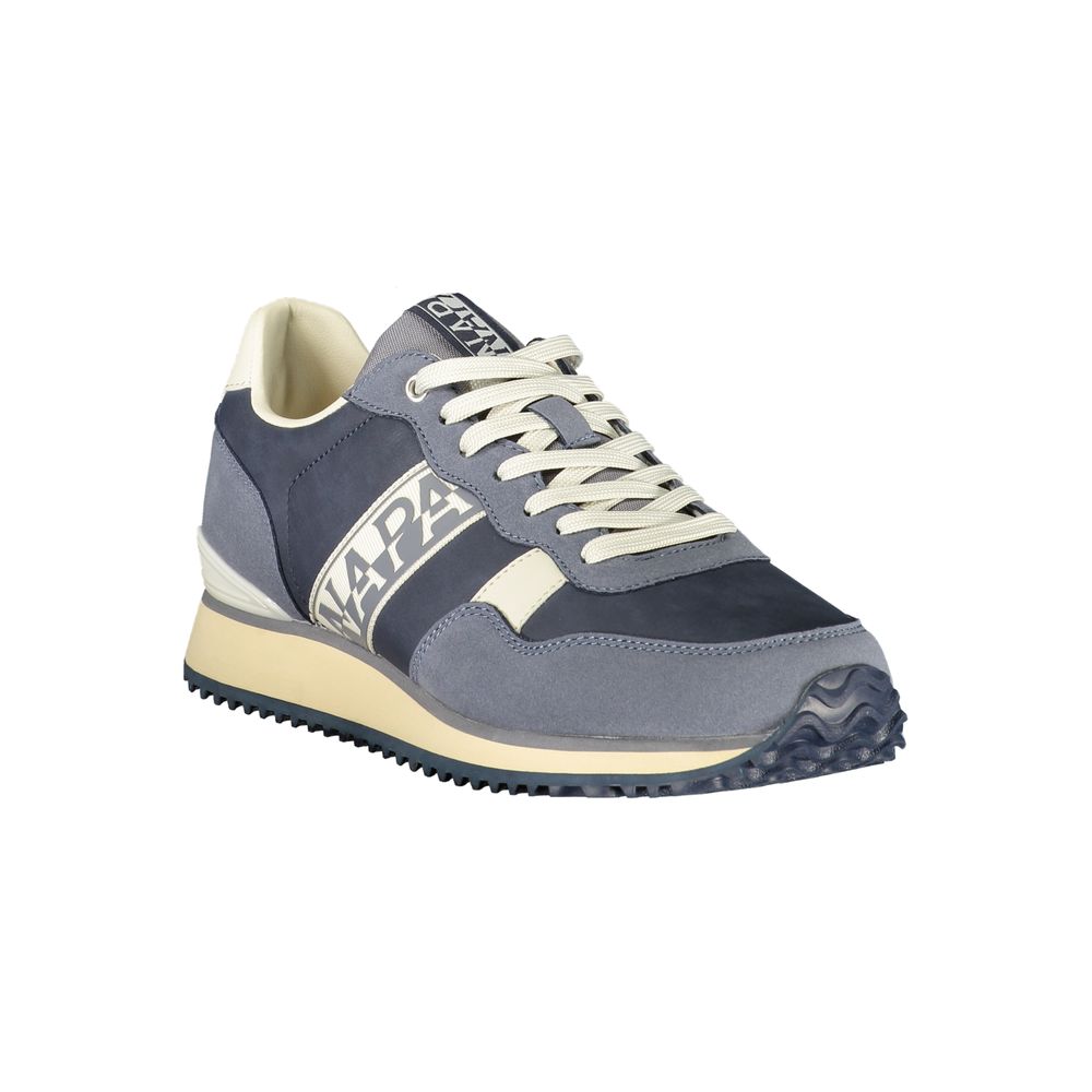 Napapijri blue men's polyurethane sneaker with white sole and sleek design, showcasing a modern casual footwear style.