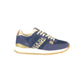 Napapijri women's blue polyester sneaker with white sole and laces, showcasing a stylish athletic shoe design.