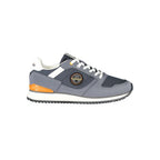 Napapijri men's blue polyester sneaker with white sole and lace-up design, casual athletic footwear for everyday wear.