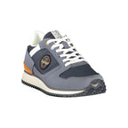 Napapijri blue men's polyester sneaker with white sole and laces, casual athletic footwear for everyday wear.