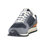 Napapijri men's blue polyester sneaker with white sole and laces, casual athletic shoe for everyday wear