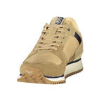 Brown Napapijri men's sneaker with polyurethane upper, casual athletic shoe featuring laces and a sporty sole.