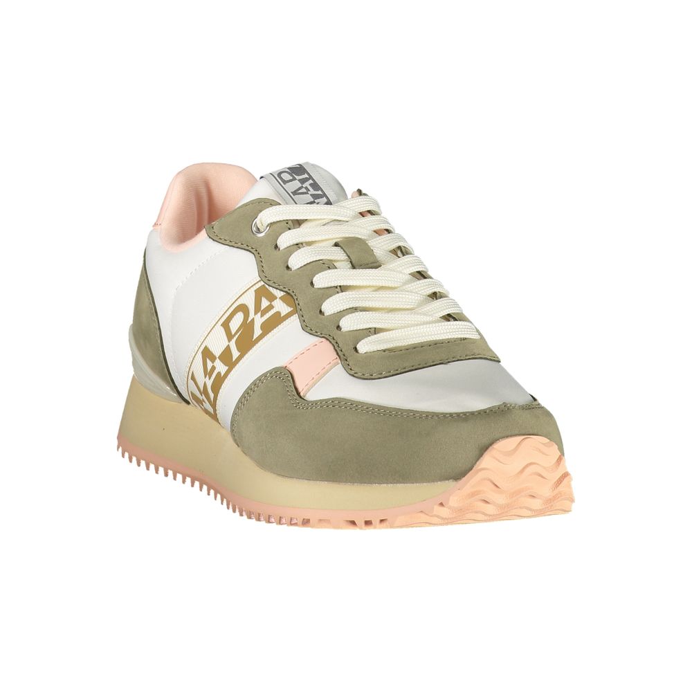 Napapijri Bianco women's polyester sneakers with white design, laces, and sporty style for casual wear.