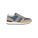 Napapijri men's blue polyester sneaker with white sole and lacing, casual athletic footwear for everyday wear.