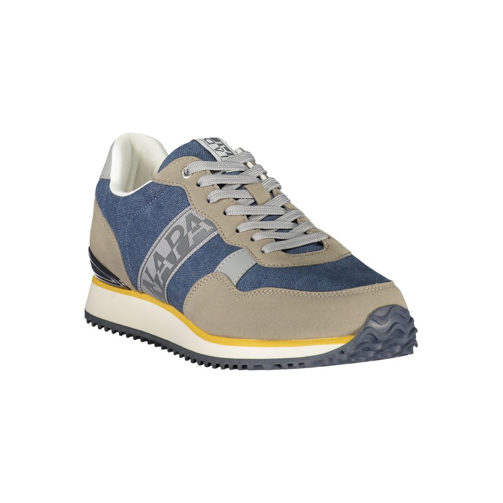 Napapijri blue men's polyester sneaker with white sole and laces, sporty casual footwear for everyday wear.