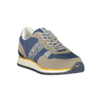 Napapijri blue men's polyester sneaker with white sole and laces, sporty casual footwear for everyday wear.