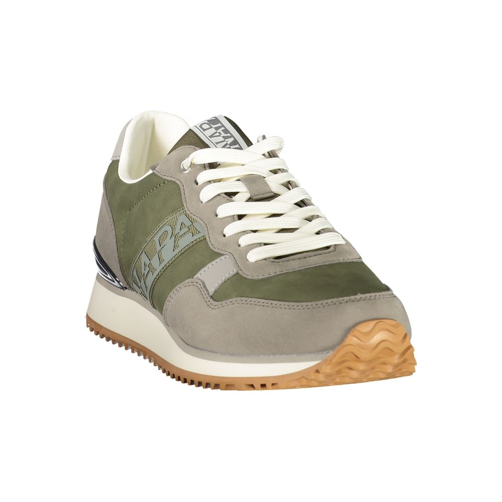 Napapijri Verde polyurethane men's sneaker showing a sleek green design with laces and sporty style.