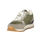 Napapijri Verde Poliuretano Uomo sneaker showing green synthetic material, lace-up design, and casual style.