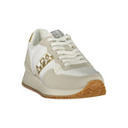 White Napapijri women's polyurethane sneaker with sporty design and clean look, featuring white laces and a durable sole.
