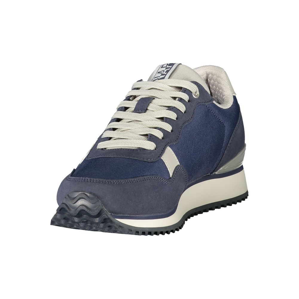 Napapijri blue polyurethane men's sneaker with sleek design and laces, ideal for casual and athletic wear.