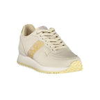 Pink Napapijri women's polyester sneaker with white sole and laces, stylish athletic footwear for casual wear.