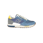 Napapijri men's blue polyester sneaker with white sole and laces, stylish athletic footwear for casual wear.