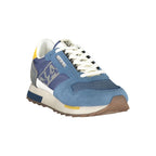 Napapijri blue men's sneaker made of polyester with a sleek design and comfortable sole, suitable for casual wear.