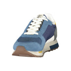 Napapijri blue polyester men's sneaker with white sole and laces, casual athletic footwear for everyday wear.