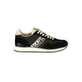Black Napapijri polyester men's sneaker with sleek design and sturdy sole, ideal for casual and athletic wear.