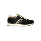 Black Napapijri polyester men's sneaker with sleek design and sturdy sole, ideal for casual and athletic wear.