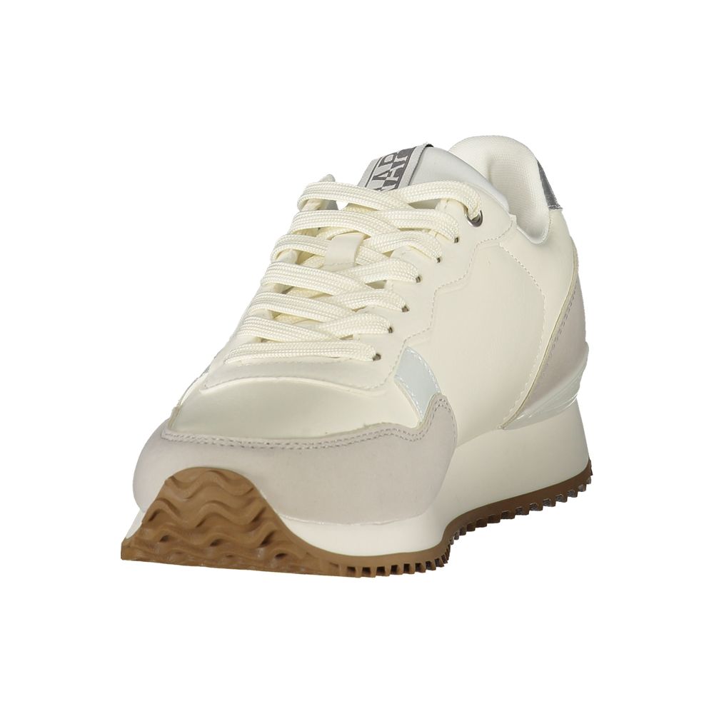 White Napapijri women's polyester sneakers with sleek design and comfortable fit, ideal for casual and athletic wear.