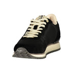 Black Napapijri men's polyester sneaker with sporty design and white sole, perfect for casual and athletic wear.