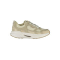 Twinset beige fabric women's sneaker with white laces and sole, stylish casual footwear for women.