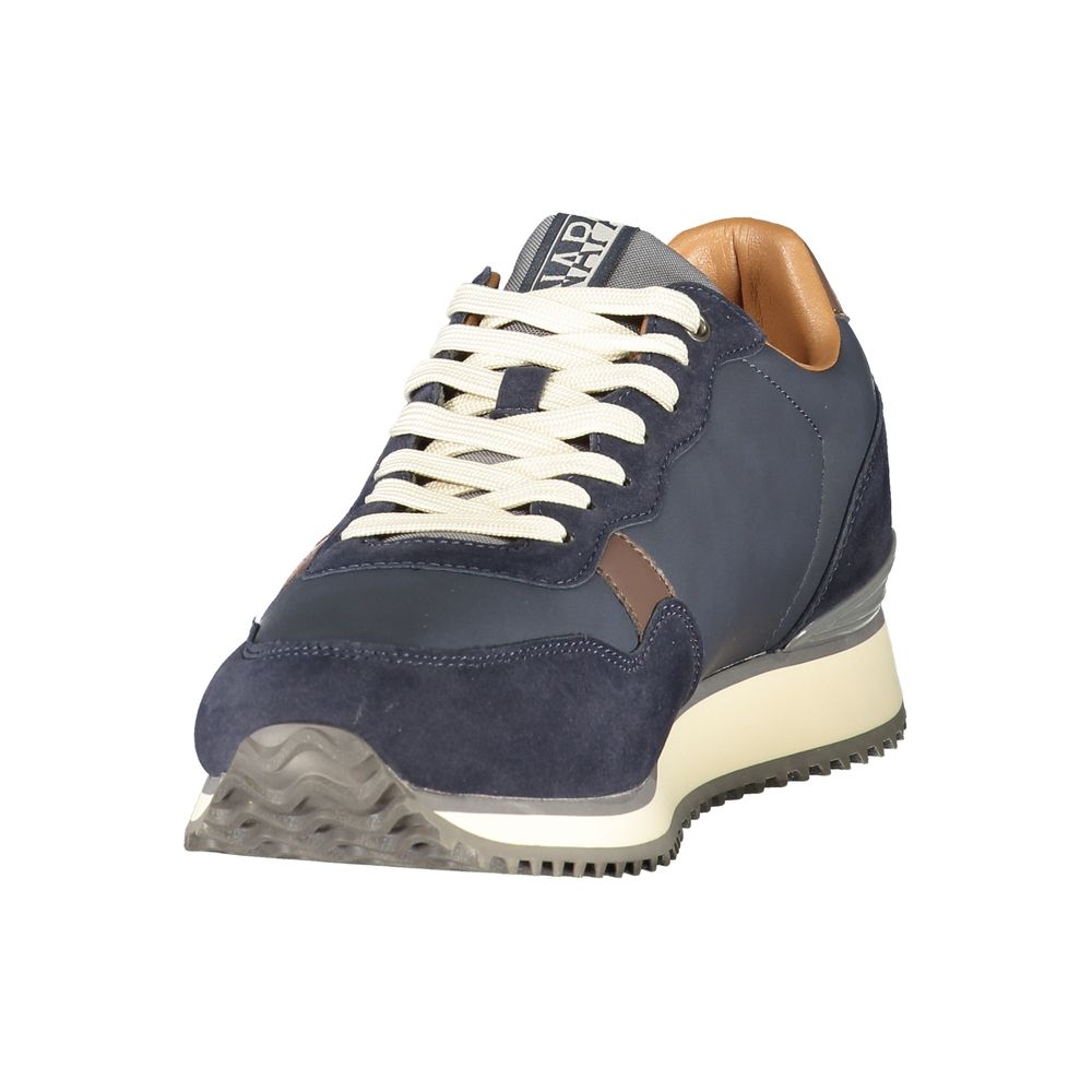 Napapijri blue men's sneaker made of polyester with a sleek design and comfortable fit, suitable for casual wear.