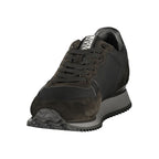 Black Napapijri men's polyester sneaker with sleek design and sporty look, featuring laces and textured sole.