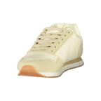 Beige U.S. POLO ASSN. women's sneaker with polyurethane upper, casual athletic shoe with laces and rubber sole.