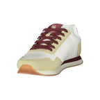 White U.S. POLO ASSN. women's polyurethane sneaker with a sleek design and casual style, featuring a comfortable lace-up closure.