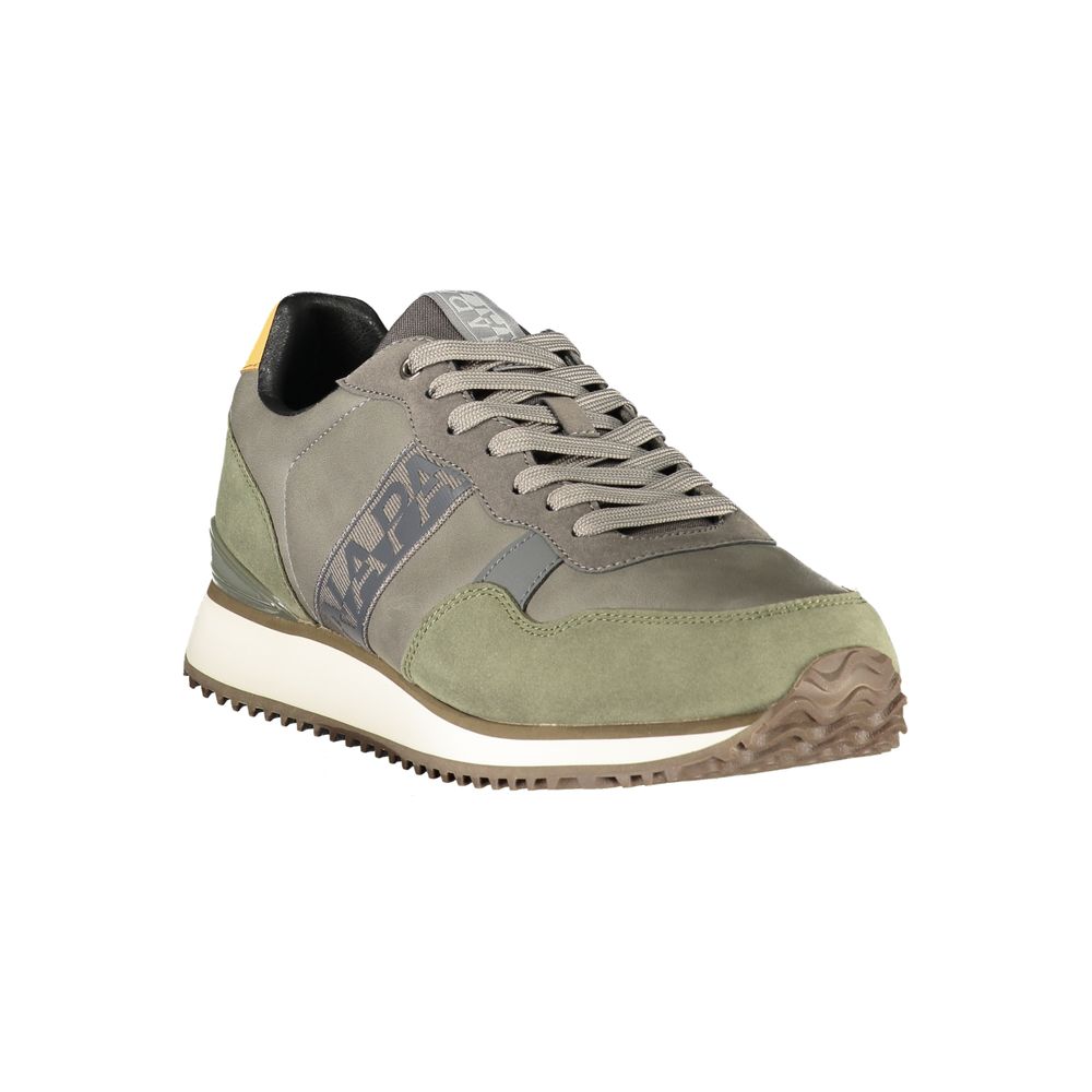 Napapijri grey men's sneaker made of polyester with a sleek design and comfortable fit, displayed on a plain background.