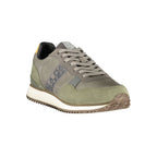 Napapijri grey men's sneaker made of polyester with a sleek design and comfortable fit, displayed on a plain background.