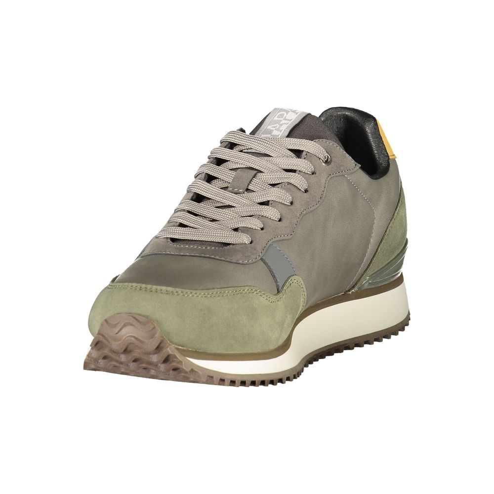 Napapijri grey polyester men's sneaker with sleek design and comfortable fit, shown from a side view.