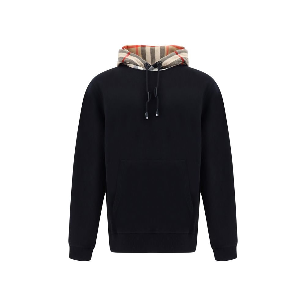 Black cotton sweatshirt by Burberry with subtle branding and a relaxed fit, displayed on a neutral background.