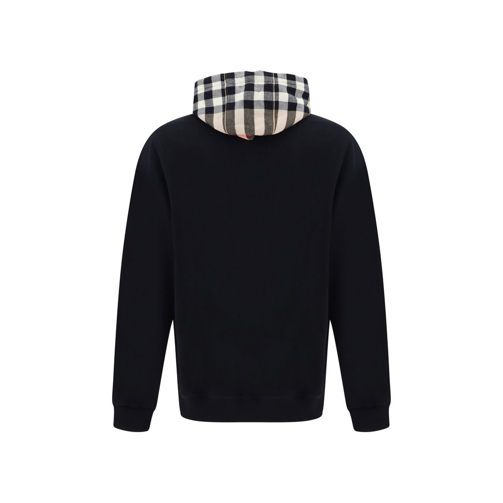 Black cotton sweatshirt by Burberry, featuring the classic logo and relaxed fit, displayed on a plain background.