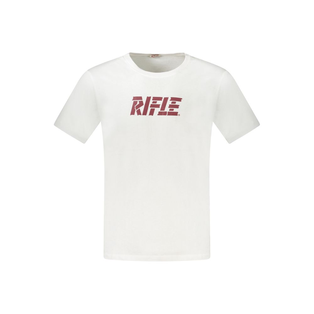 Rifle Bianco Cotton Uomo T-Shirt in white, featuring a classic crew neck and short sleeves, displayed flat.