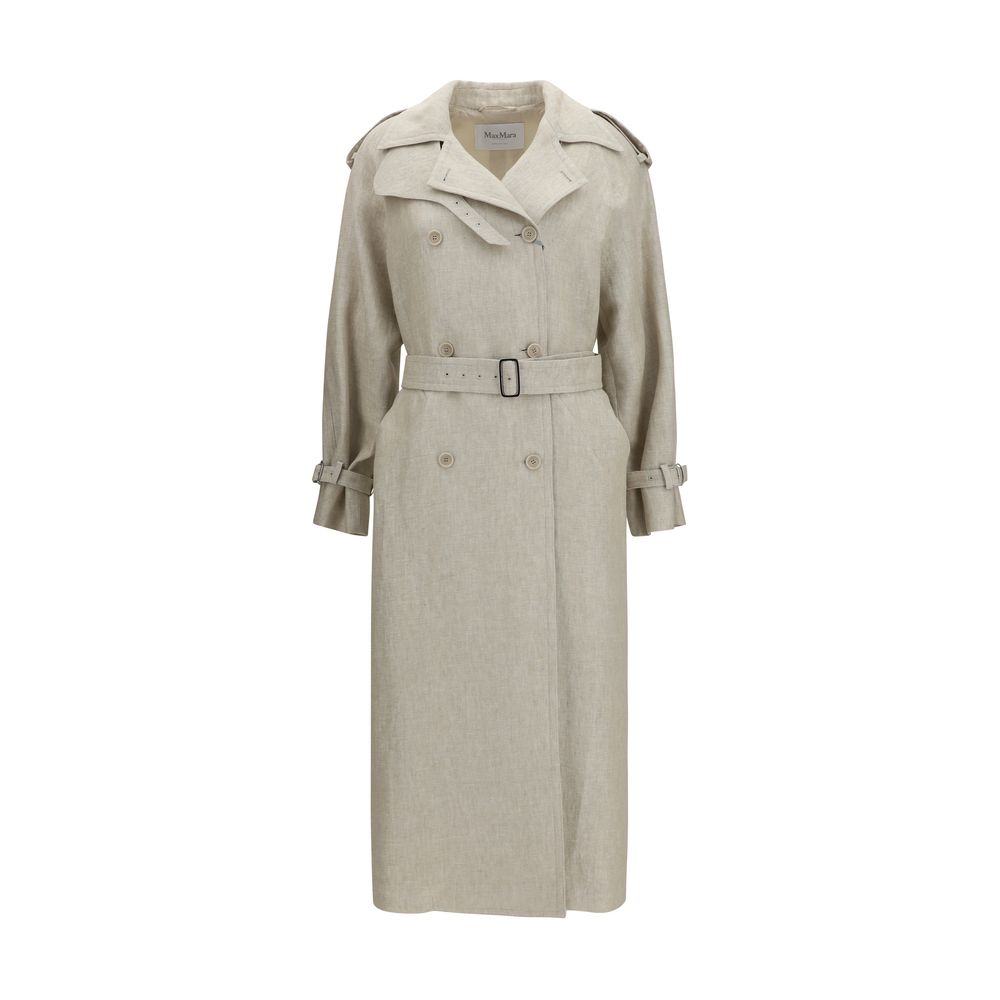 Max Mara Brown Linen Trench Coat Max Mara