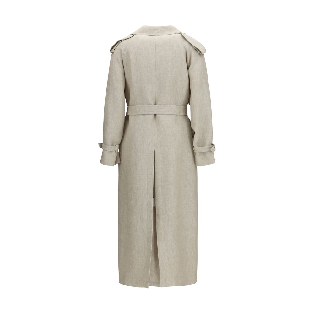 Max Mara Brown Linen Trench Coat Max Mara