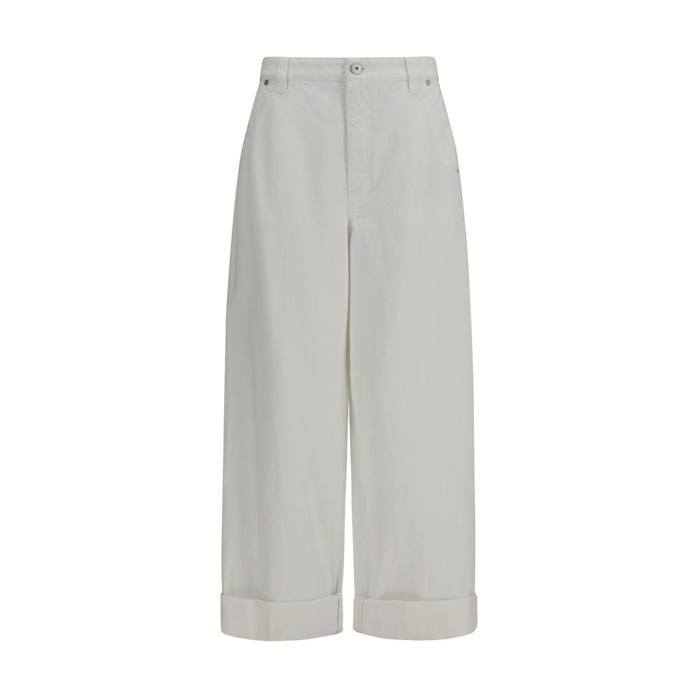 Brunello Cucinelli White Cotton Casual Pants Brunello Cucinelli