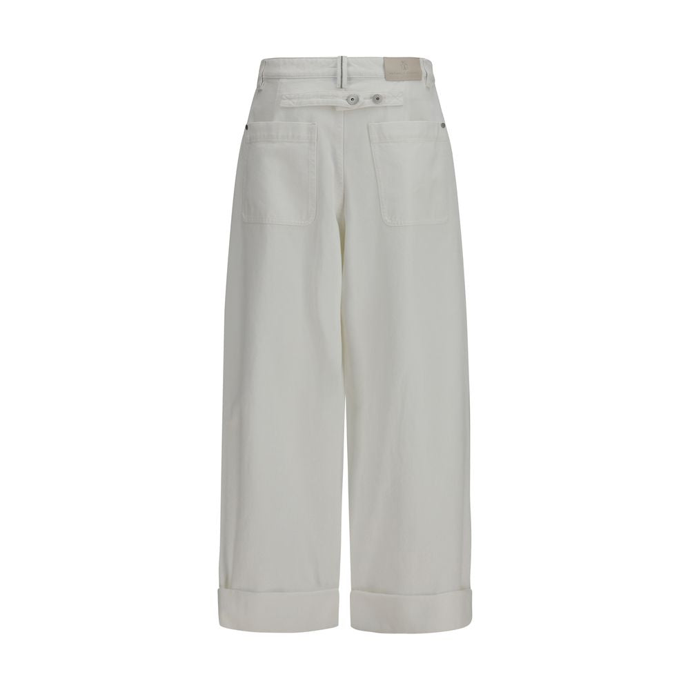 Brunello Cucinelli White Cotton Casual Pants Brunello Cucinelli