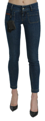 Dolce & Gabbana Blue Slim Fit Cropped Mid Waist Denim Jeans - Eljoys Fashion 