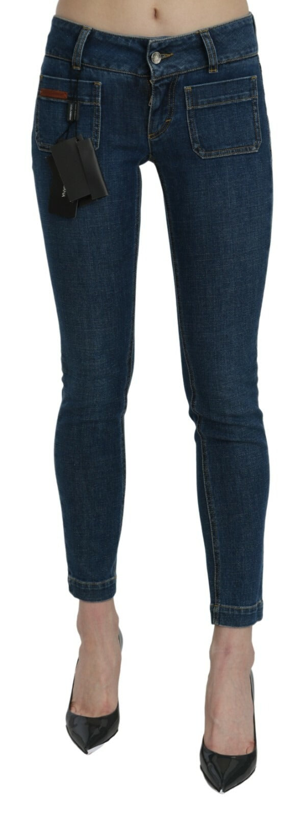 Dolce & Gabbana Blue Slim Fit Cropped Mid Waist Denim Jeans - Eljoys Fashion 