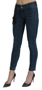 Dolce & Gabbana Blue Slim Fit Cropped Mid Waist Denim Jeans - Eljoys Fashion 