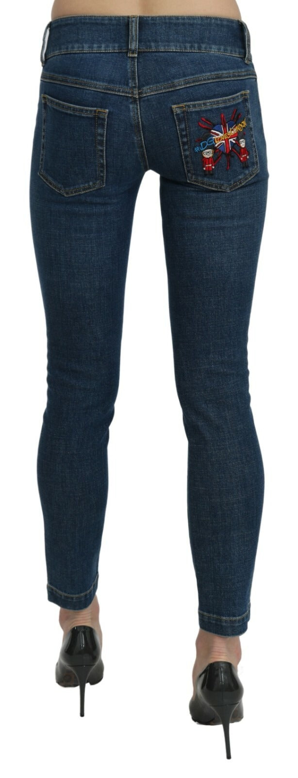 Dolce & Gabbana Blue Slim Fit Cropped Mid Waist Denim Jeans - Eljoys Fashion 